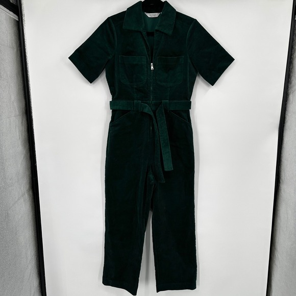 & Other Stories Pants - Atelier & Other Stories Green Corduroy Zip Front Belted Utility Jumpsuit Women 6